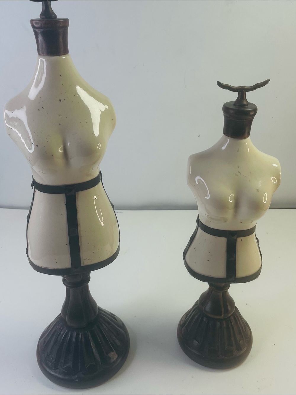 Cream and Brown Torso Necklace Display - Decorative Jewelry Stand